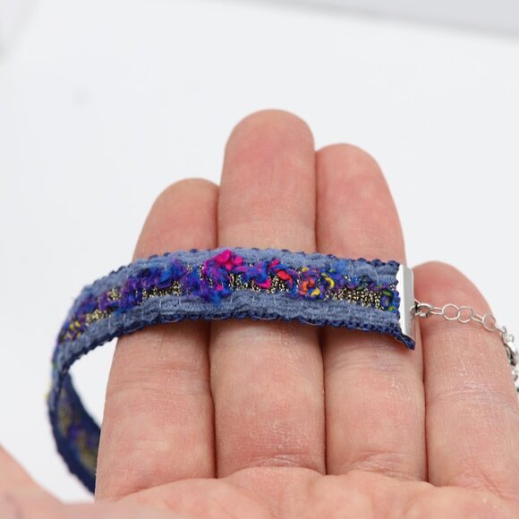 Fancy Blue Lace Choker Flower chokers adjustable - Picture 6 of 8